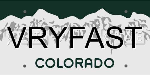 VRYFAST Colorado License Plate