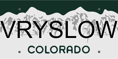 VRYSLOW Colorado License Plate