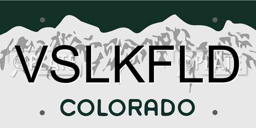 VSLKFLD Colorado License Plate