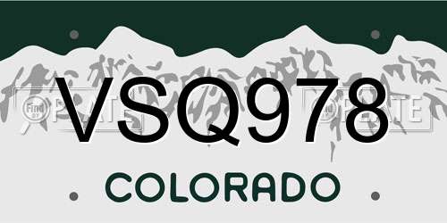 VSQ978 Colorado License Plate