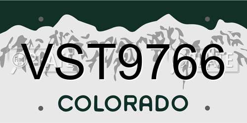 VST9766 Colorado License Plate