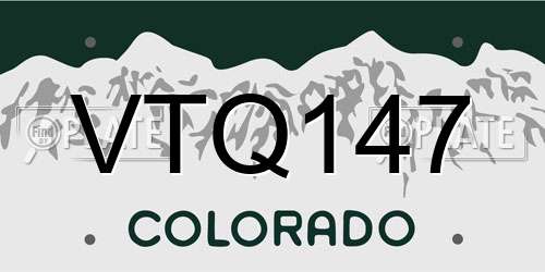 VTQ147 Colorado License Plate