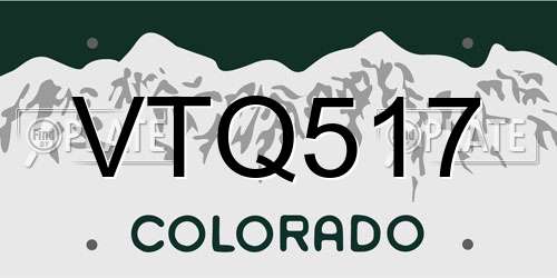 VTQ517 Colorado License Plate