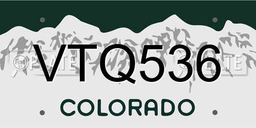 VTQ536 Colorado License Plate