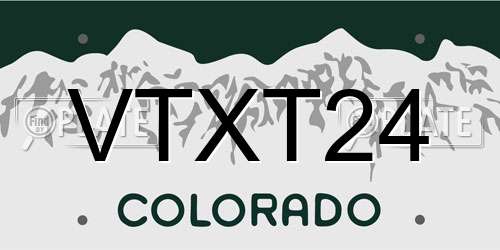 VTXT24 Colorado License Plate