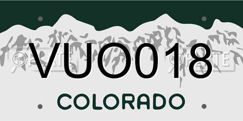 VUO018 Colorado License Plate