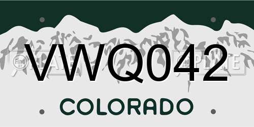 VWQ042 Colorado License Plate