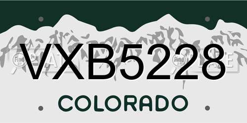 VXB5228 Colorado License Plate