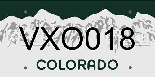 VXO018 Colorado License Plate