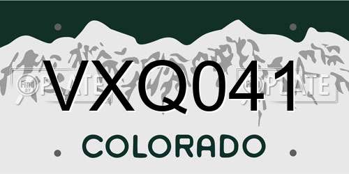 VXQ041 Colorado License Plate