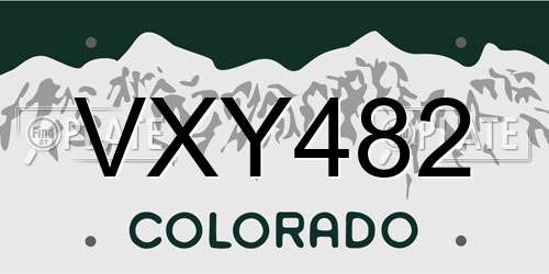 VXY482 Colorado License Plate