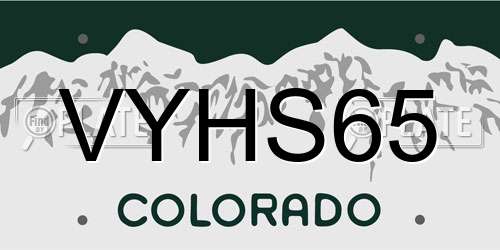 VYHS65 Colorado License Plate