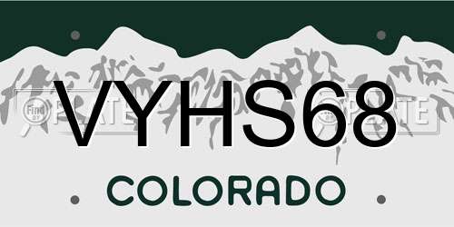 VYHS68 Colorado License Plate