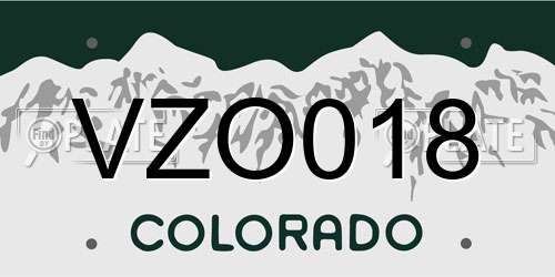 VZO018 Colorado License Plate