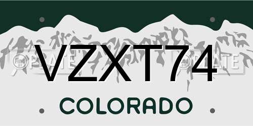 VZXT74 Colorado License Plate