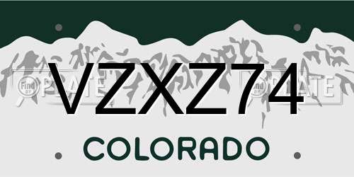 VZXZ74 Colorado License Plate