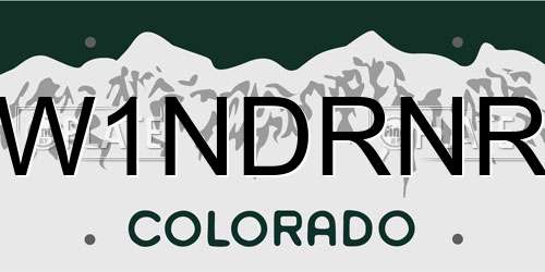 W1NDRNR Colorado License Plate