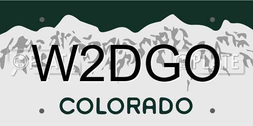 W2DGO Colorado License Plate