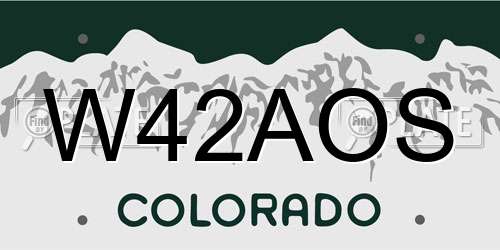 W42AOS Colorado License Plate