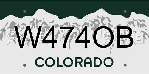W474OB Colorado License Plate
