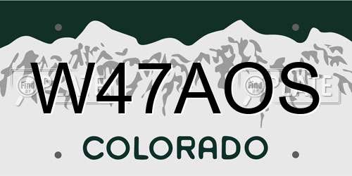 W47AOS Colorado License Plate