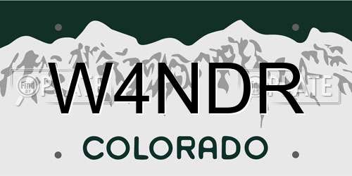 W4NDR Colorado License Plate