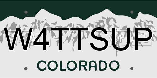 W4TTSUP Colorado License Plate