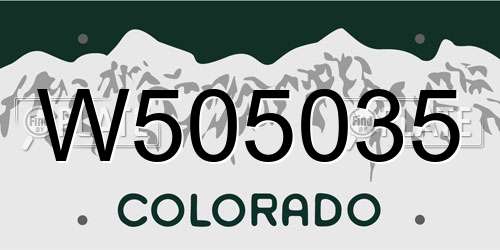 W505035 Colorado License Plate