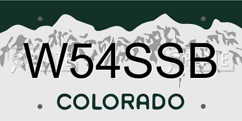 W54SSB Colorado License Plate