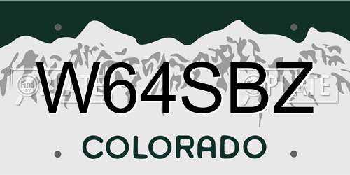W64SBZ Colorado License Plate