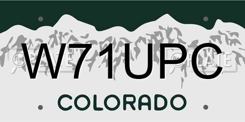 W71UPC Colorado License Plate