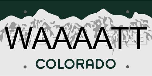 WAAAATT Colorado License Plate