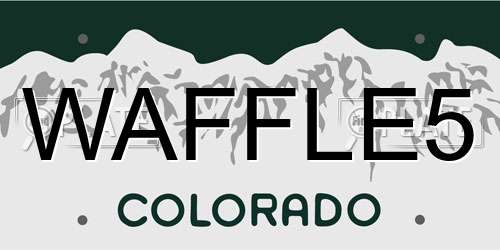 WAFFLE5 Colorado License Plate
