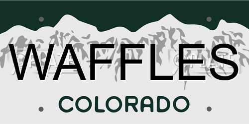 WAFFLES Colorado License Plate