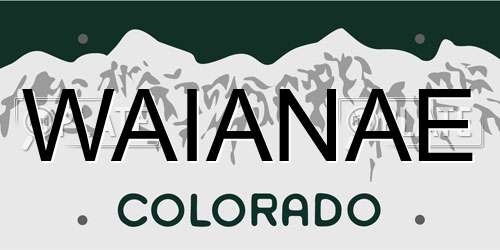WAIANAE Colorado License Plate