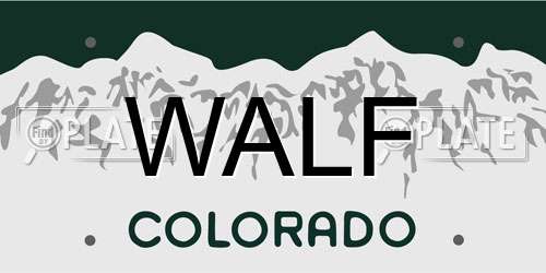 WALF Colorado License Plate
