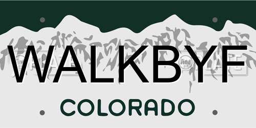 WALKBYF Colorado License Plate