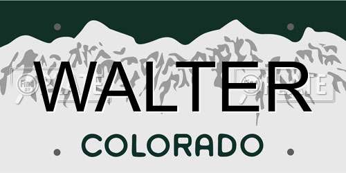 WALTER Colorado License Plate