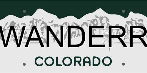 WANDERR Colorado License Plate