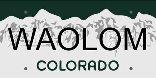 WAOLOM Colorado License Plate