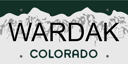 WARDAK Colorado License Plate