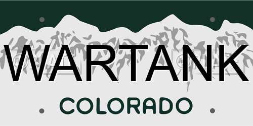 WARTANK Colorado License Plate