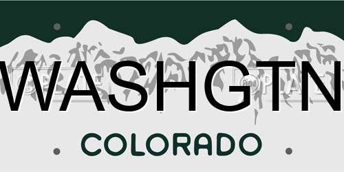WASHGTN Colorado License Plate