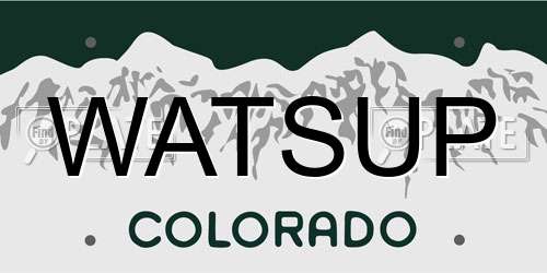 WATSUP Colorado License Plate