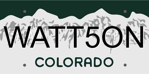 WATT5ON Colorado License Plate