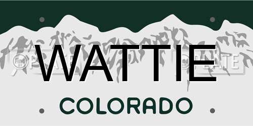 WATTIE Colorado License Plate