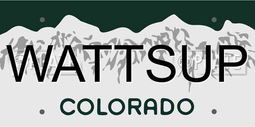 WATTSUP Colorado License Plate