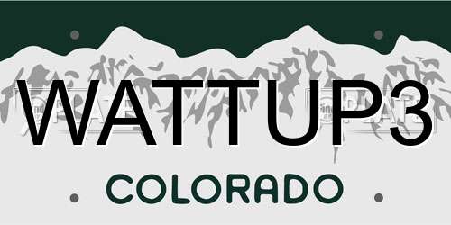 WATTUP3 Colorado License Plate