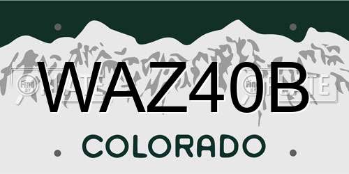 WAZ40B Colorado License Plate