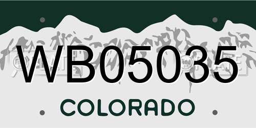 WB05035 Colorado License Plate